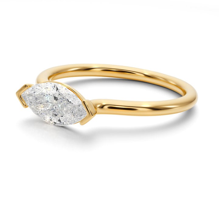 Marquise Mirage East West Half Bezel Engagement Ring -  R1013 in Ring by 18 KARATS