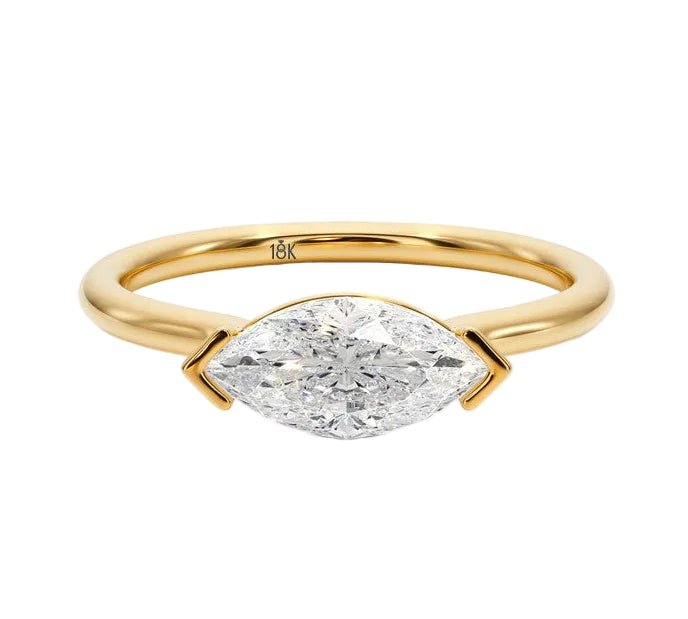Marquise Mirage East - West Half Bezel Engagement Ring - R1013 in Ring by 18 KARATS