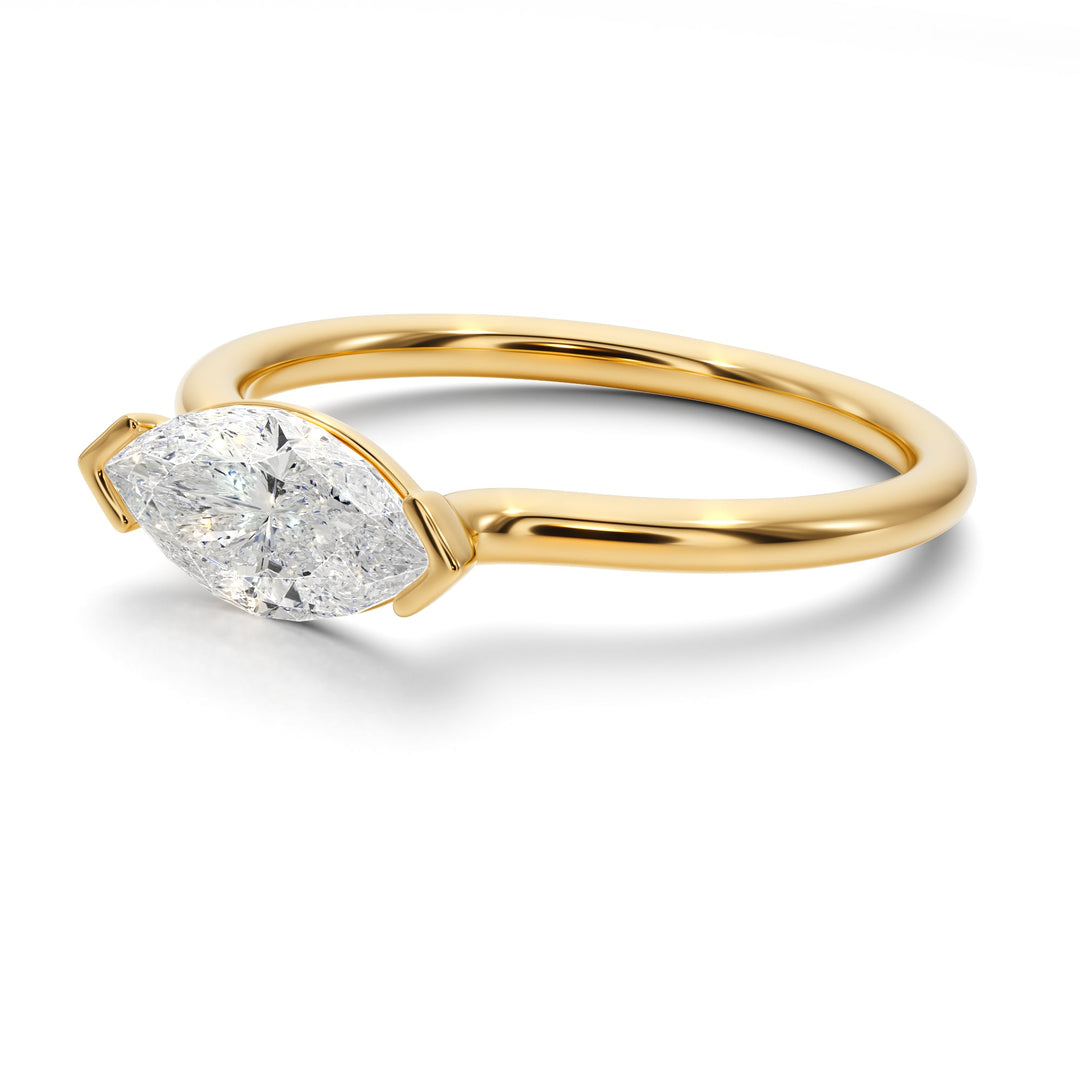 Marquise Mirage East - West Half Bezel Engagement Ring - R1013 in Ring by 18 KARATS