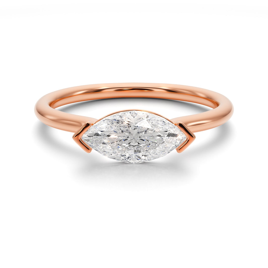 Marquise Mirage East West Half Bezel Engagement Ring -  R1013 in Ring by 18 KARATS