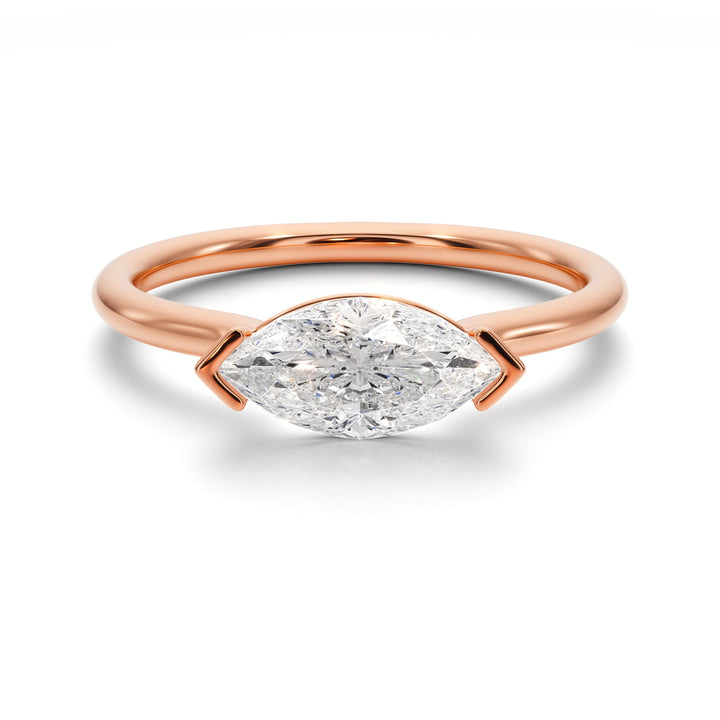 Marquise Mirage East West Half Bezel Engagement Ring -  R1013 in Ring by 18 KARATS