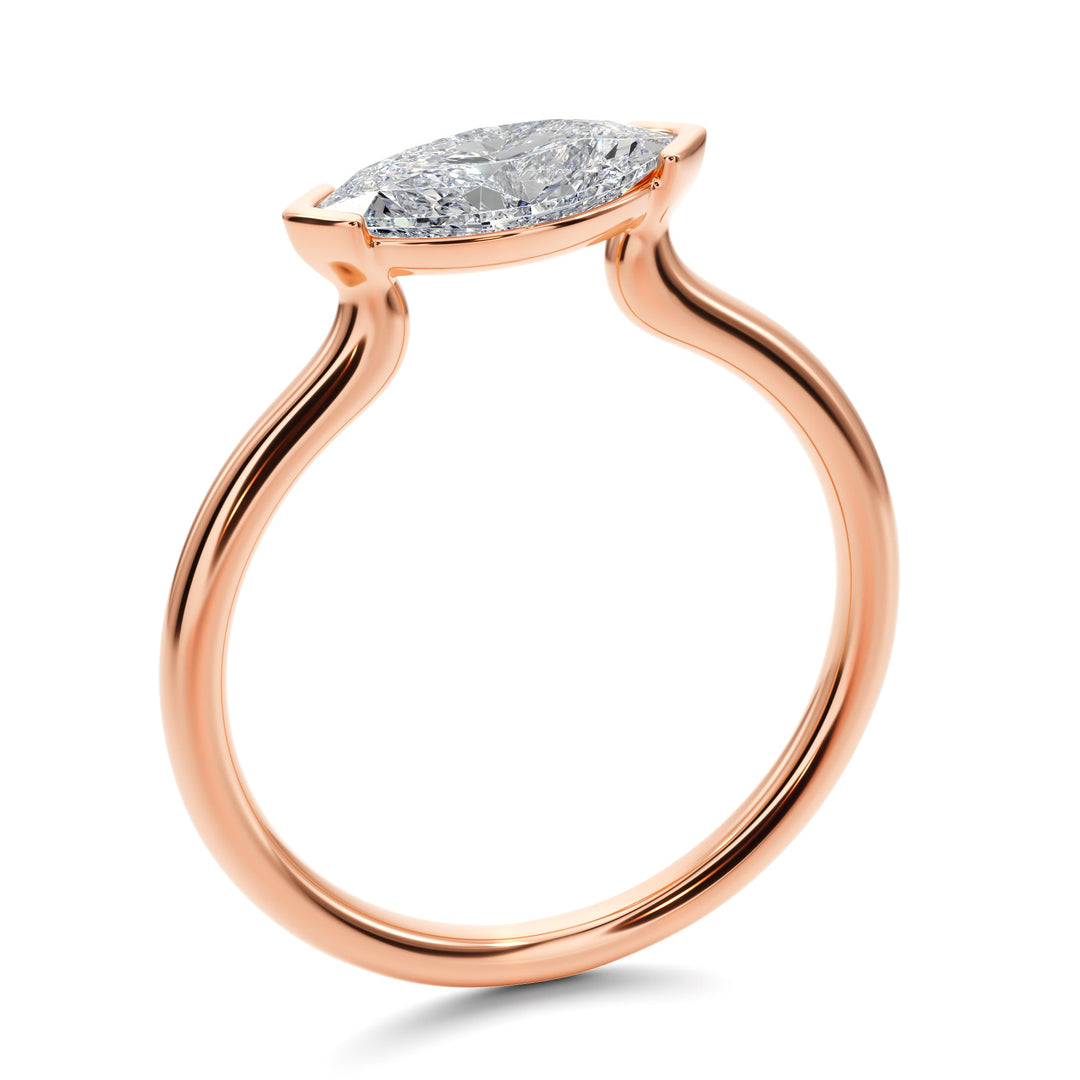 Marquise Mirage East West Half Bezel Engagement Ring -  R1013 in Ring by 18 KARATS