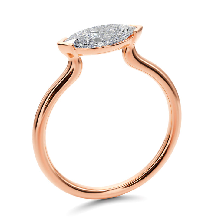 Marquise Mirage East West Half Bezel Engagement Ring -  R1013 in Ring by 18 KARATS