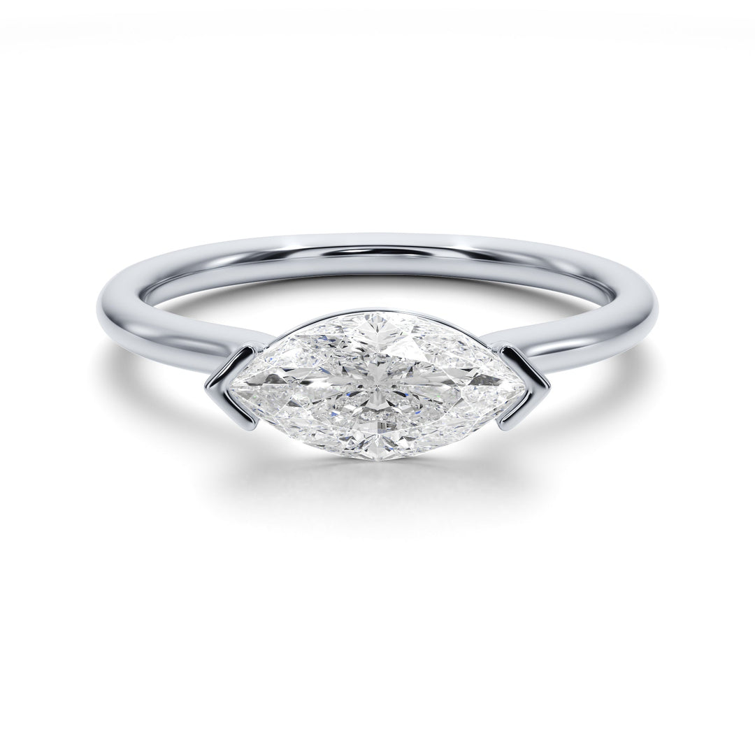 Marquise Mirage East West Half Bezel Engagement Ring -  R1013 in Ring by 18 KARATS