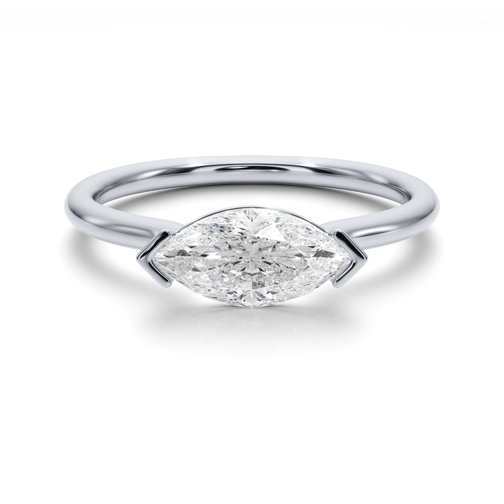 Marquise Mirage East West Half Bezel Engagement Ring -  R1013 in Ring by 18 KARATS