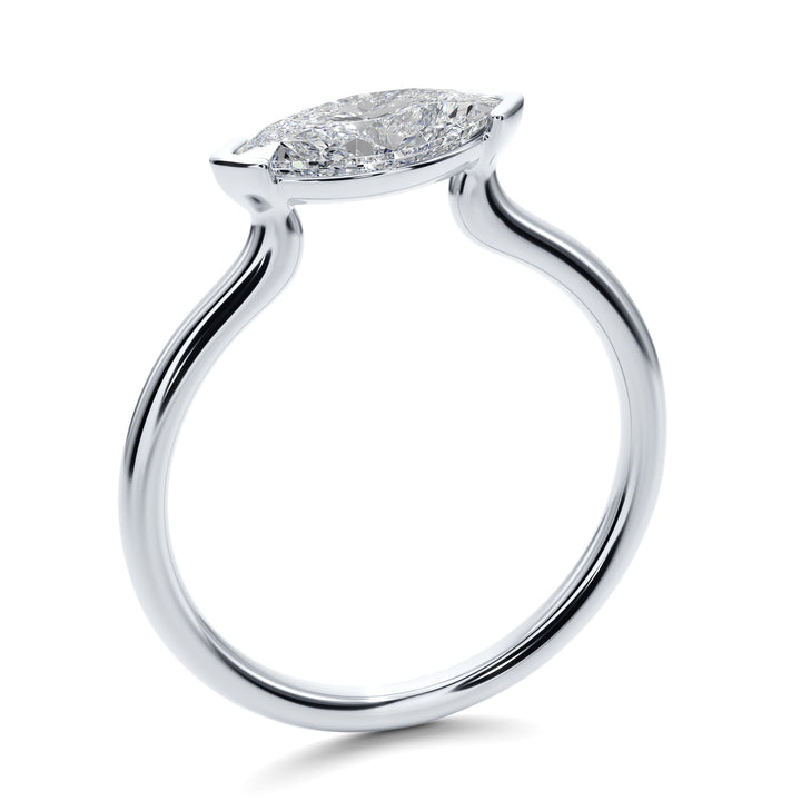 Marquise Mirage East West Half Bezel Engagement Ring -  R1013 in Ring by 18 KARATS