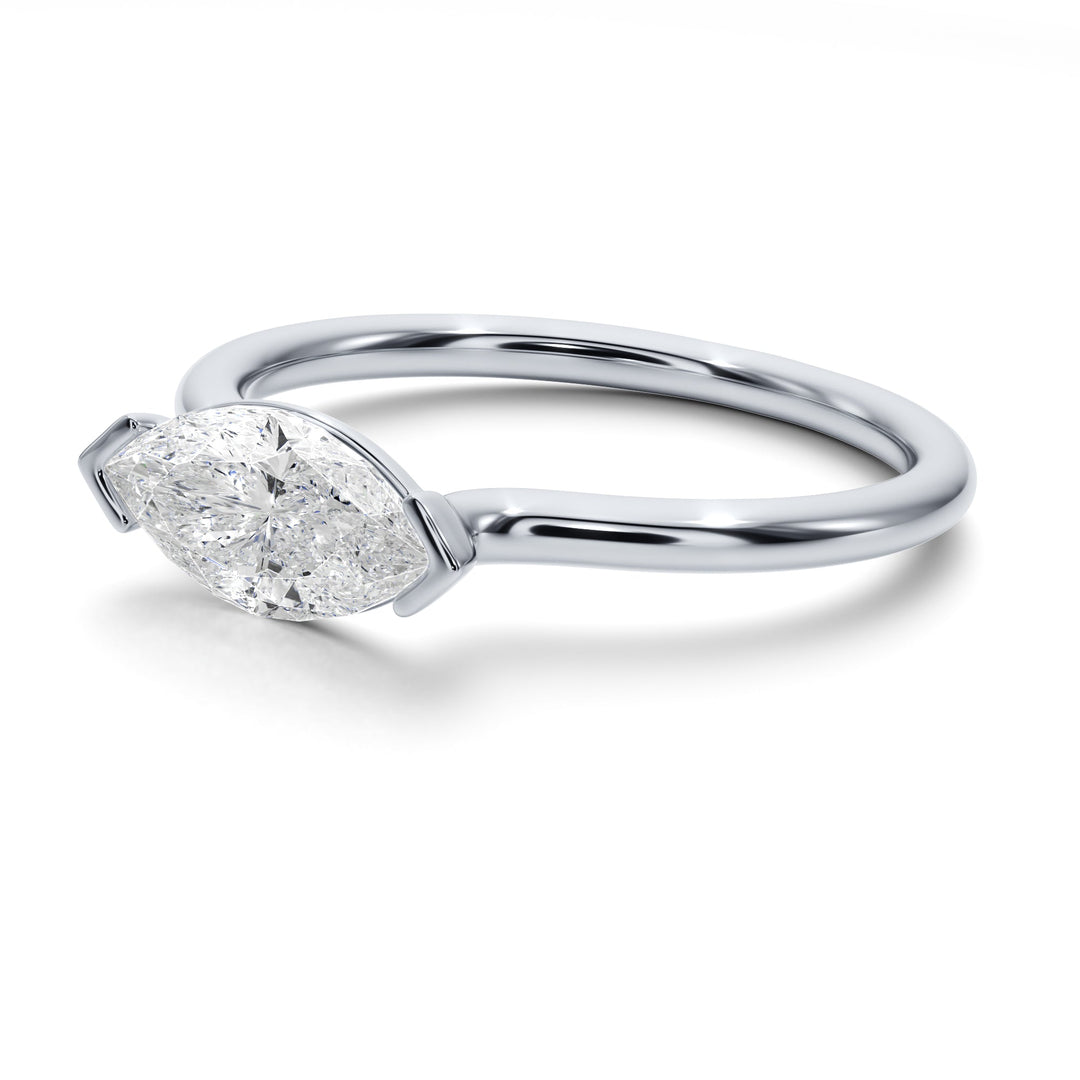 Marquise Mirage East West Half Bezel Engagement Ring -  R1013 in Ring by 18 KARATS