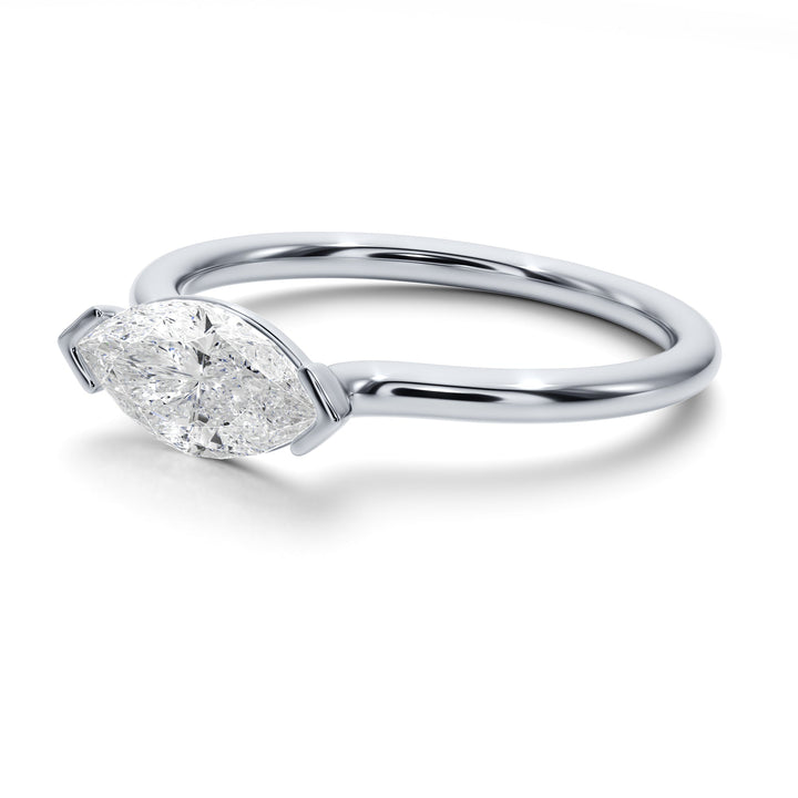 Marquise Mirage East West Half Bezel Engagement Ring -  R1013 in Ring by 18 KARATS