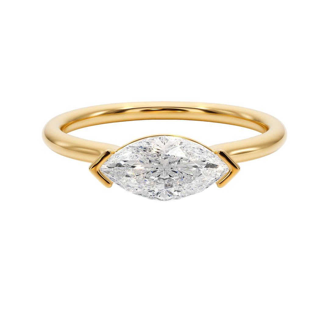 Marquise Mirage East West Half Bezel Engagement Ring -  R1013 in Ring by 18 KARATS