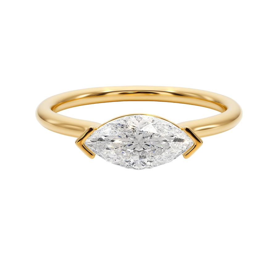 Marquise Mirage East West Half Bezel Engagement Ring -  R1013 in Ring by 18 KARATS