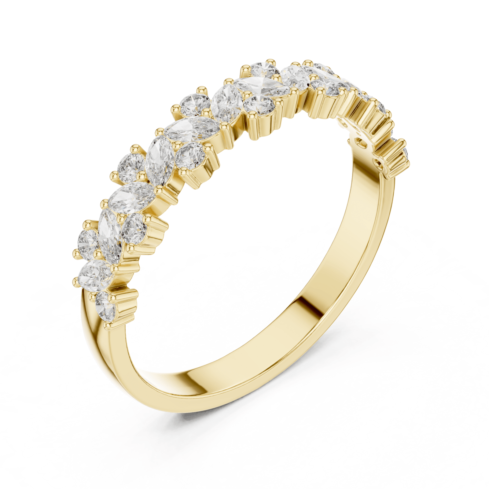 Marquise & Round 0.48 ctw Diamond Shared Prong Band - B1163 in Wedding Bands by 18 KARATS INC.
