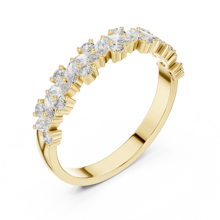 Marquise & Round 0.48 ctw Diamond Shared Prong Band - B1163 in Wedding Bands by 18 KARATS INC.