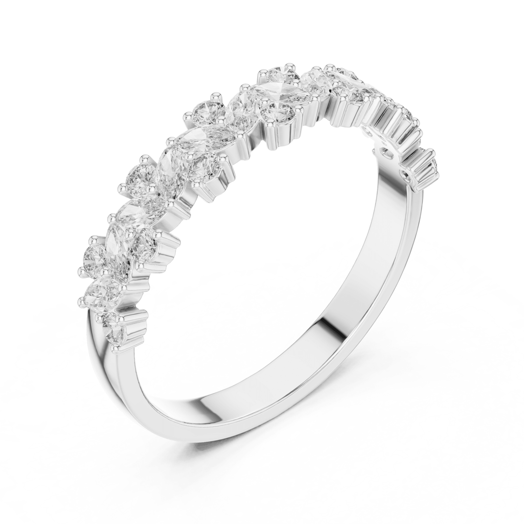 Marquise & Round 0.48 ctw Diamond Shared Prong Band - B1163 in Wedding Bands by 18 KARATS INC.
