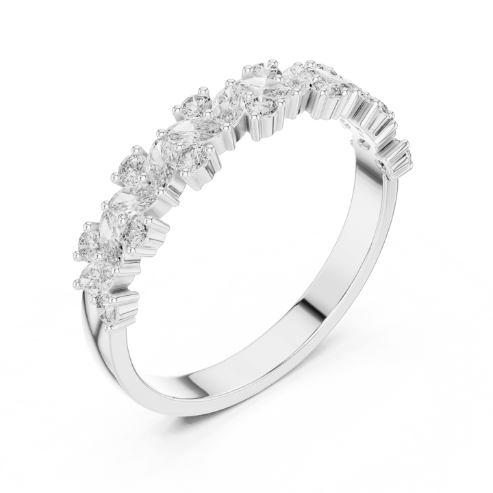 Marquise & Round 0.48 ctw Diamond Shared Prong Band - B1163 in Wedding Bands by 18 KARATS INC.