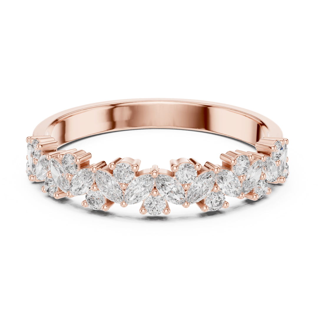 Marquise & Round 0.48 ctw Diamond Shared Prong Band - B1163 in Wedding Bands by 18 KARATS INC.