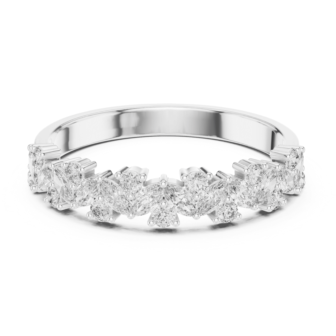 Marquise & Round 0.48 ctw Diamond Shared Prong Band - B1163 in Wedding Bands by 18 KARATS INC.