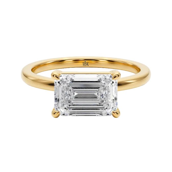 Midnight Sky East West Solitaire Engagement Ring - R1014 in Ring by 18 KARATS