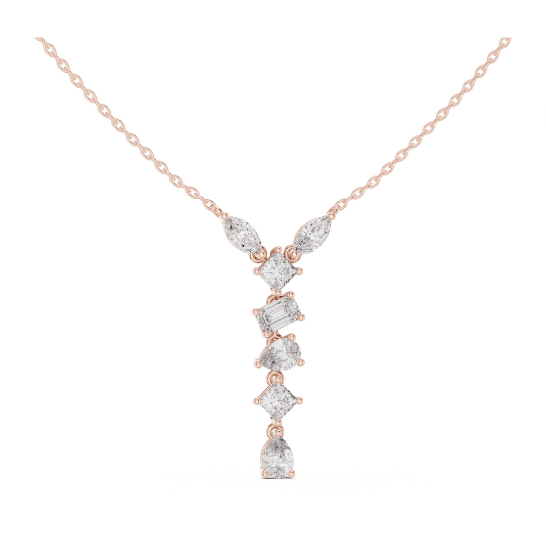 Mixed-Cut 3.5 ctw Diamond Drop Necklace - P1126 in Necklace by 18 KARATS INC.