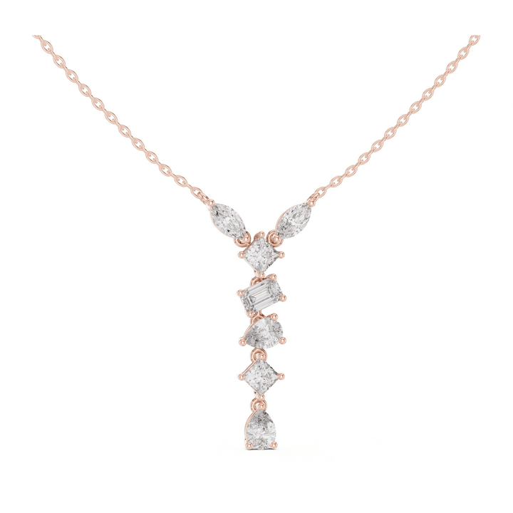 Mixed-Cut 3.5 ctw Diamond Drop Necklace - P1126 in Necklace by 18 KARATS INC.
