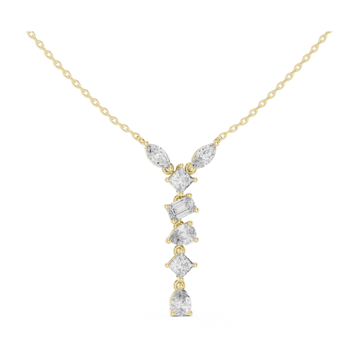 Mixed-Cut 3.5 ctw Diamond Drop Necklace - P1126 in Necklace by 18 KARATS INC.