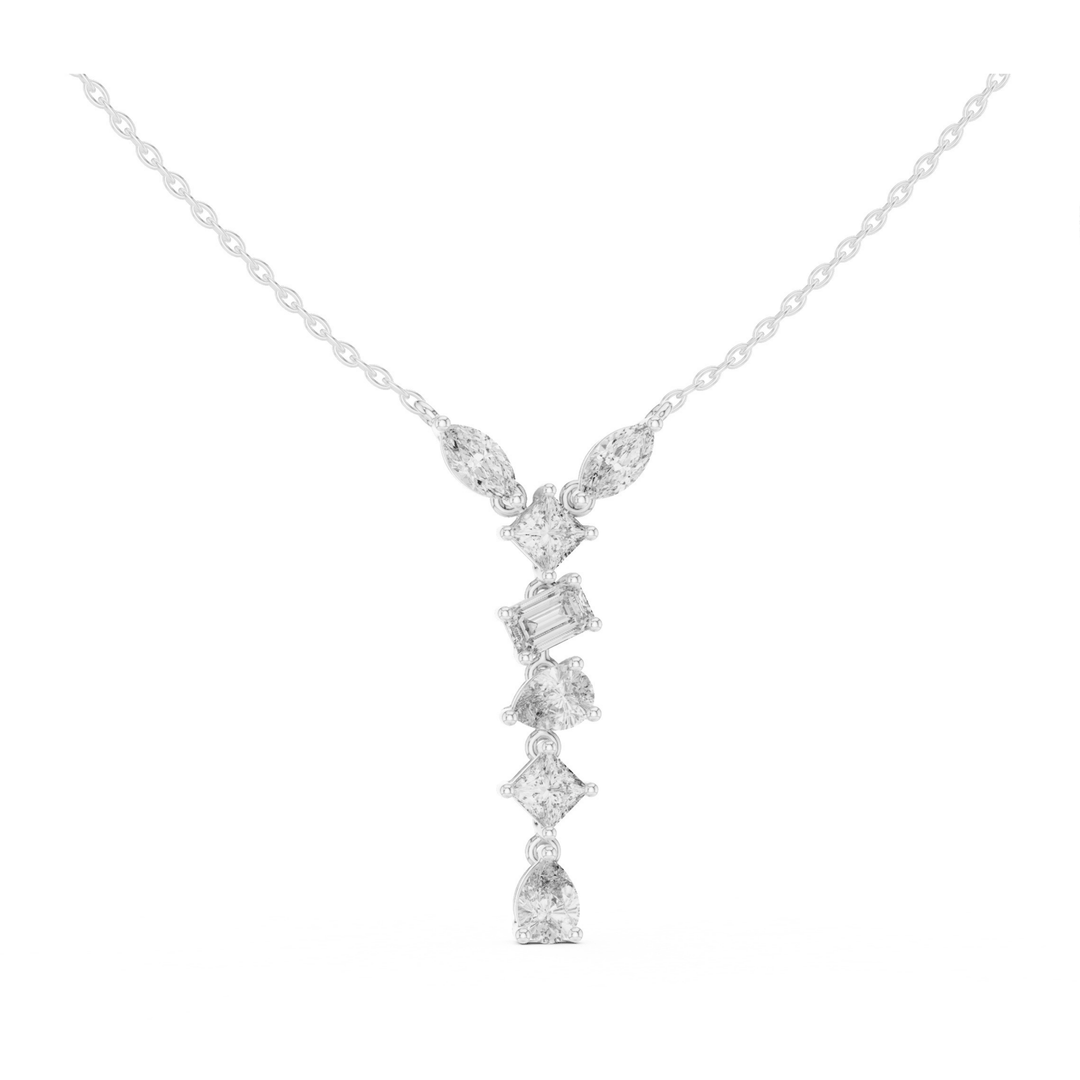 Mixed-Cut 3.5 ctw Diamond Drop Necklace - P1126 in Necklace by 18 KARATS INC.