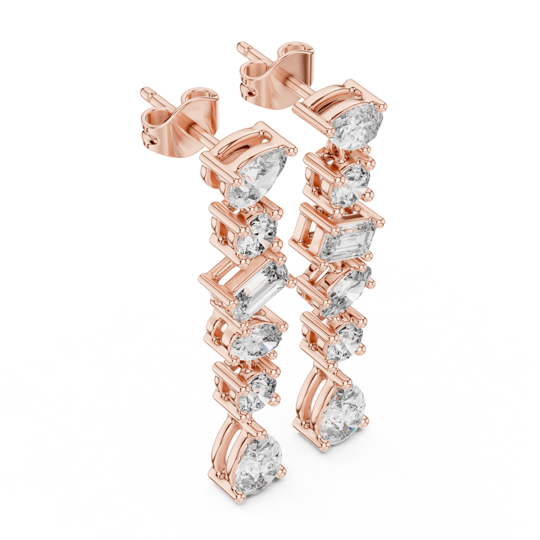Mixed Cut Diamond Drop Earrings - E1135 in Earrings by 18 KARATS INC.