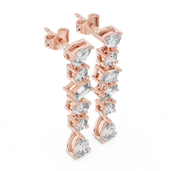 Mixed Cut Diamond Drop Earrings - E1135 in Earrings by 18 KARATS INC.