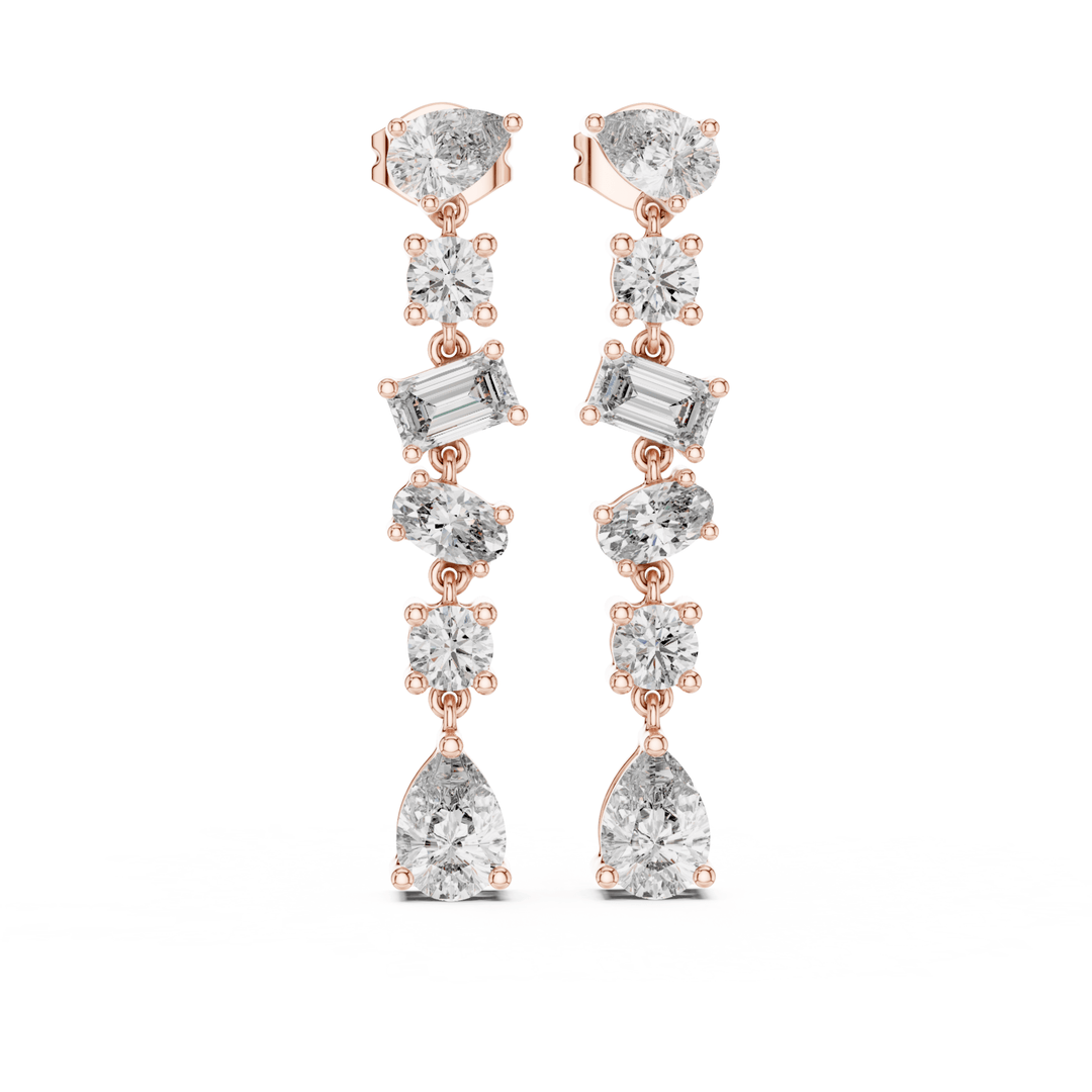 Mixed Cut Diamond Drop Earrings - E1135 in Earrings by 18 KARATS INC.