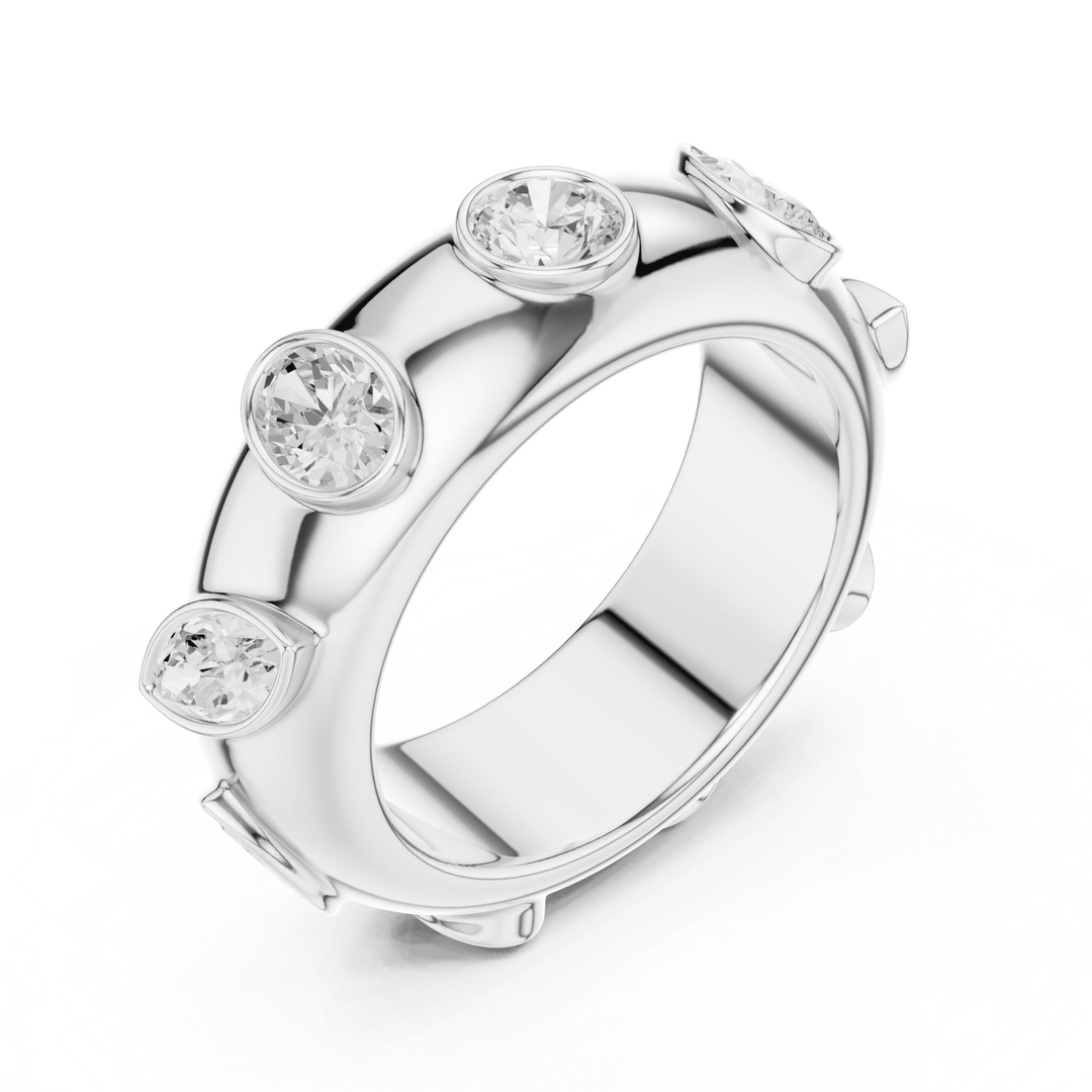 Mixed Shape Bezel Set 2.33 ctw Diamond Band - B1170 in Wedding Bands by 18 KARATS INC.
