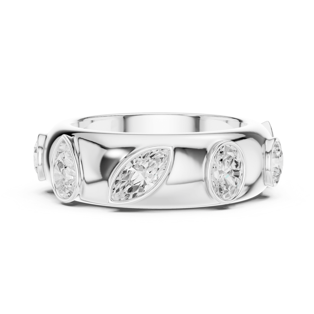 Mixed Shape Bezel Set 2.33 ctw Diamond Band - B1170 in Wedding Bands by 18 KARATS INC.