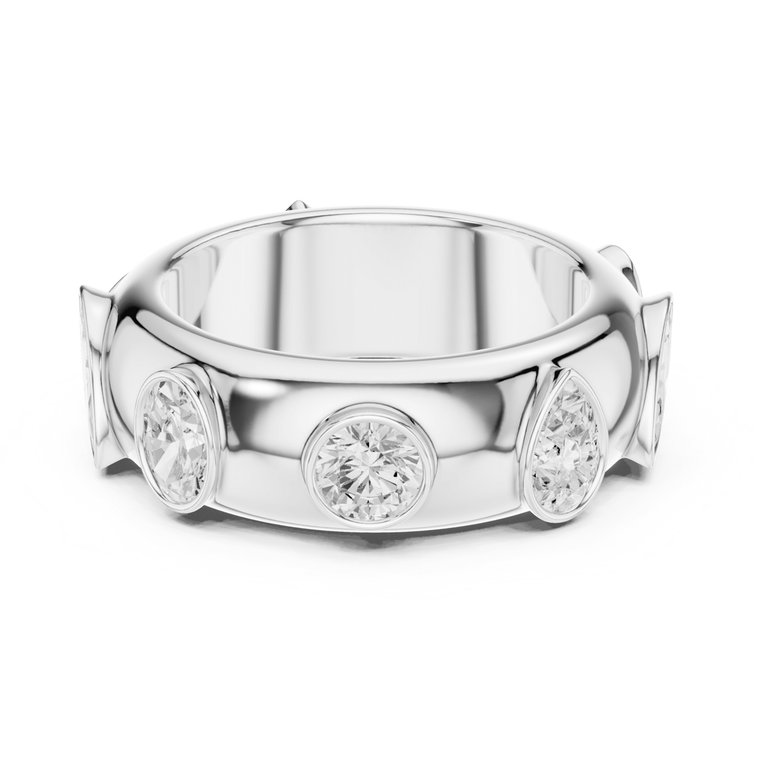 Mixed Shape Bezel Set 2.33 ctw Diamond Band - B1170 in Wedding Bands by 18 KARATS INC.