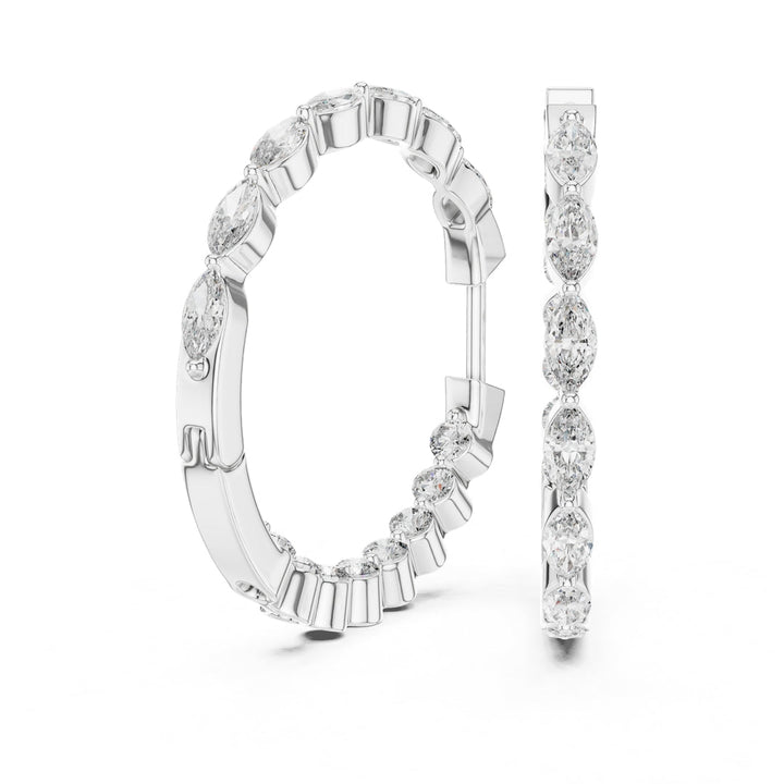 Mixed Shape Diamond Hoop Earrings - E1118 in Earrings by 18 KARATS INC.