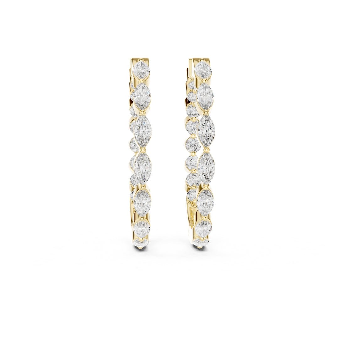 Mixed Shape Diamond Hoop Earrings - E1118 in Earrings by 18 KARATS INC.