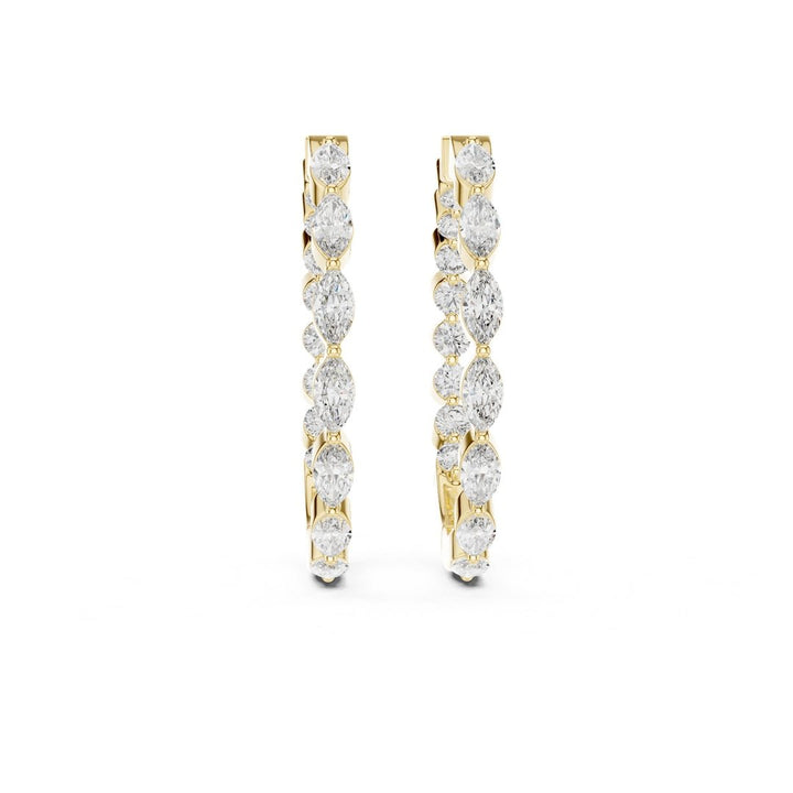 Mixed Shape Diamond Hoop Earrings - E1118 in Earrings by 18 KARATS INC.