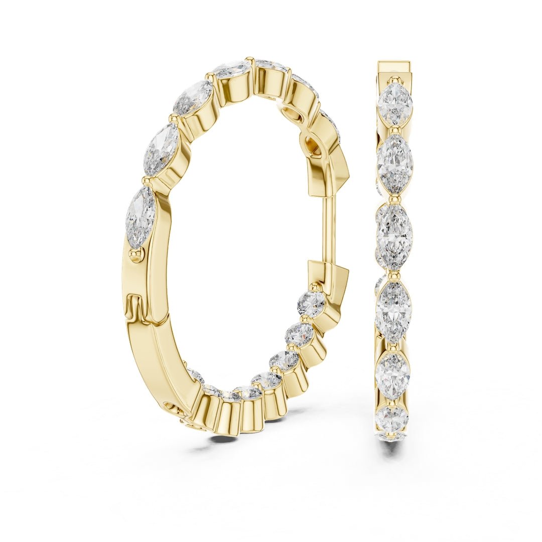 Mixed Shape Diamond Hoop Earrings - E1118 in Earrings by 18 KARATS INC.