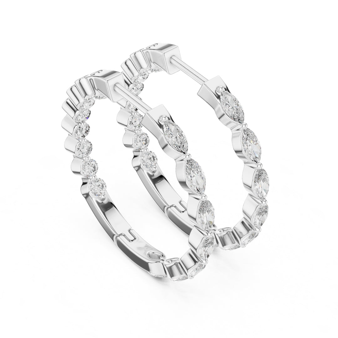 Mixed Shape Diamond Hoop Earrings - E1118 in Earrings by 18 KARATS INC.