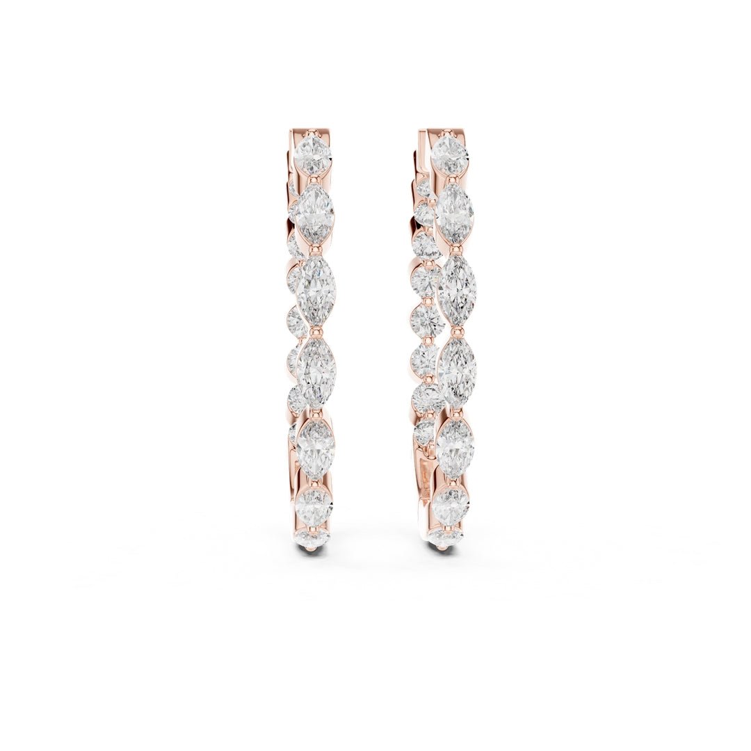 Mixed Shape Diamond Hoop Earrings - E1118 in Earrings by 18 KARATS INC.