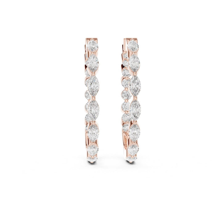 Mixed Shape Diamond Hoop Earrings - E1118 in Earrings by 18 KARATS INC.