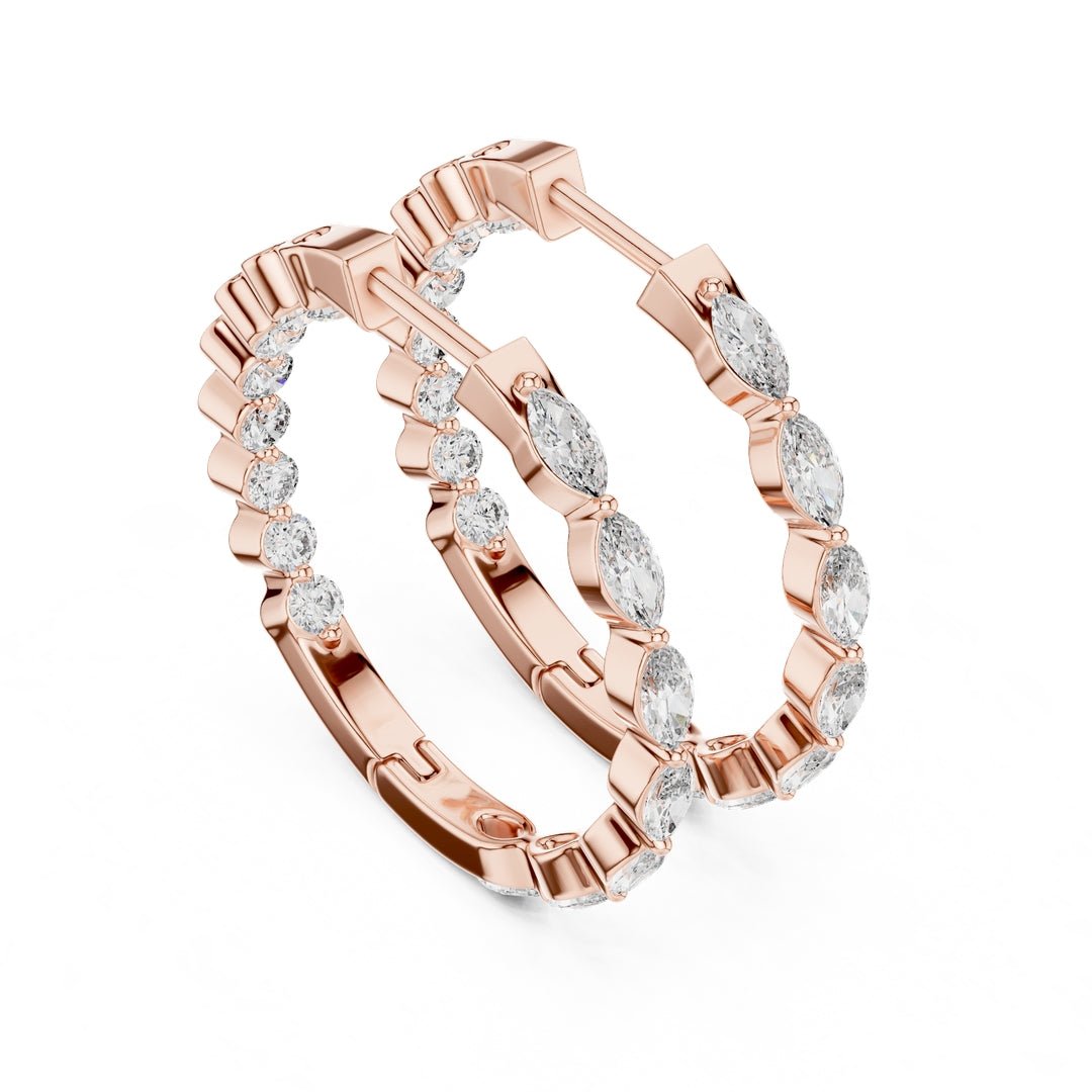 Mixed Shape Diamond Hoop Earrings - E1118 in Earrings by 18 KARATS INC.