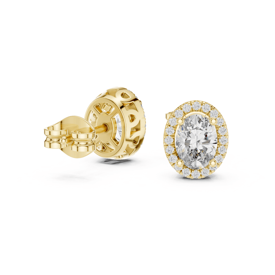 Oval 1.20 ctw Diamond Halo Stud Earrings - E1140 in Earrings by 18 KARATS INC.