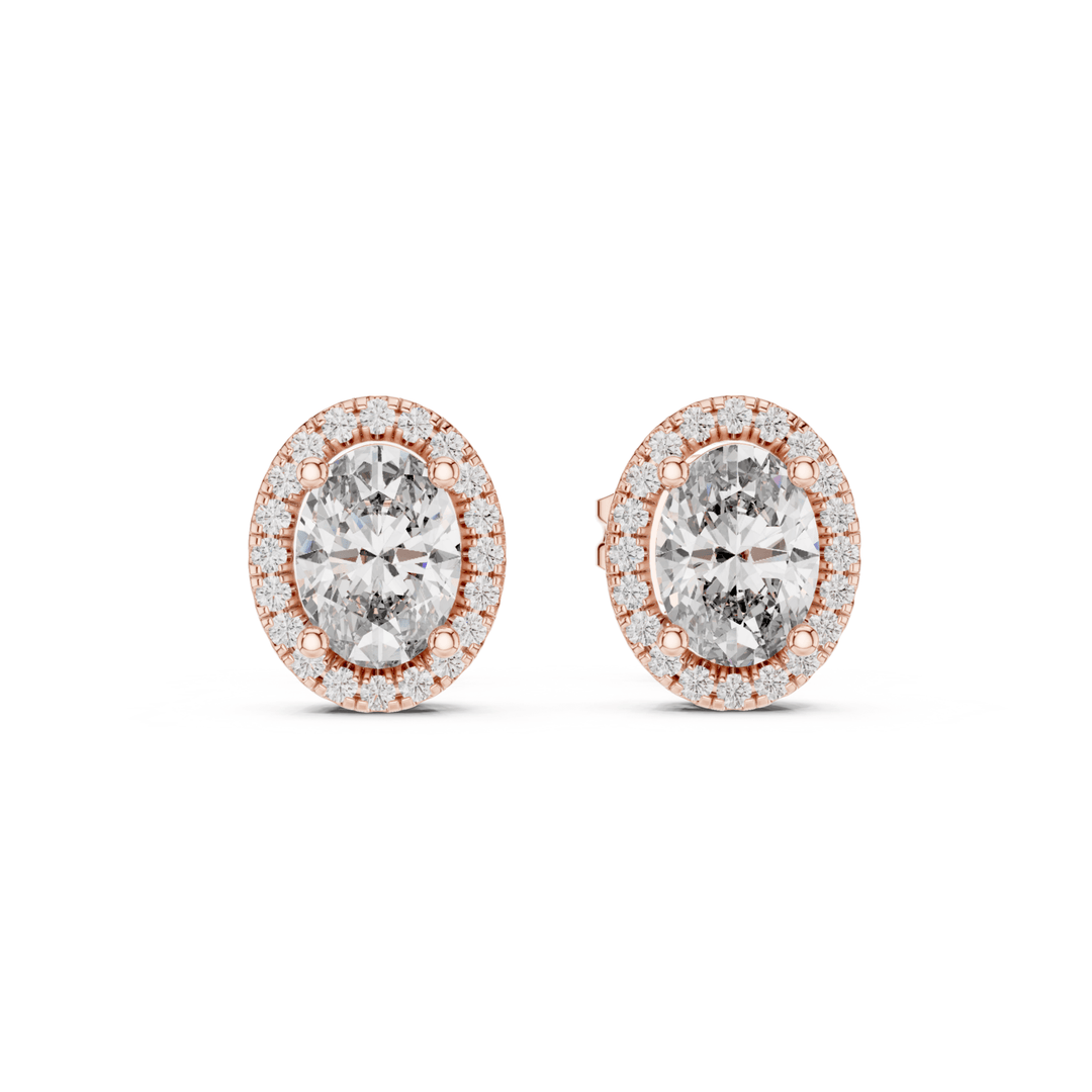 Oval 1.20 ctw Diamond Halo Stud Earrings - E1140 in Earrings by 18 KARATS INC.