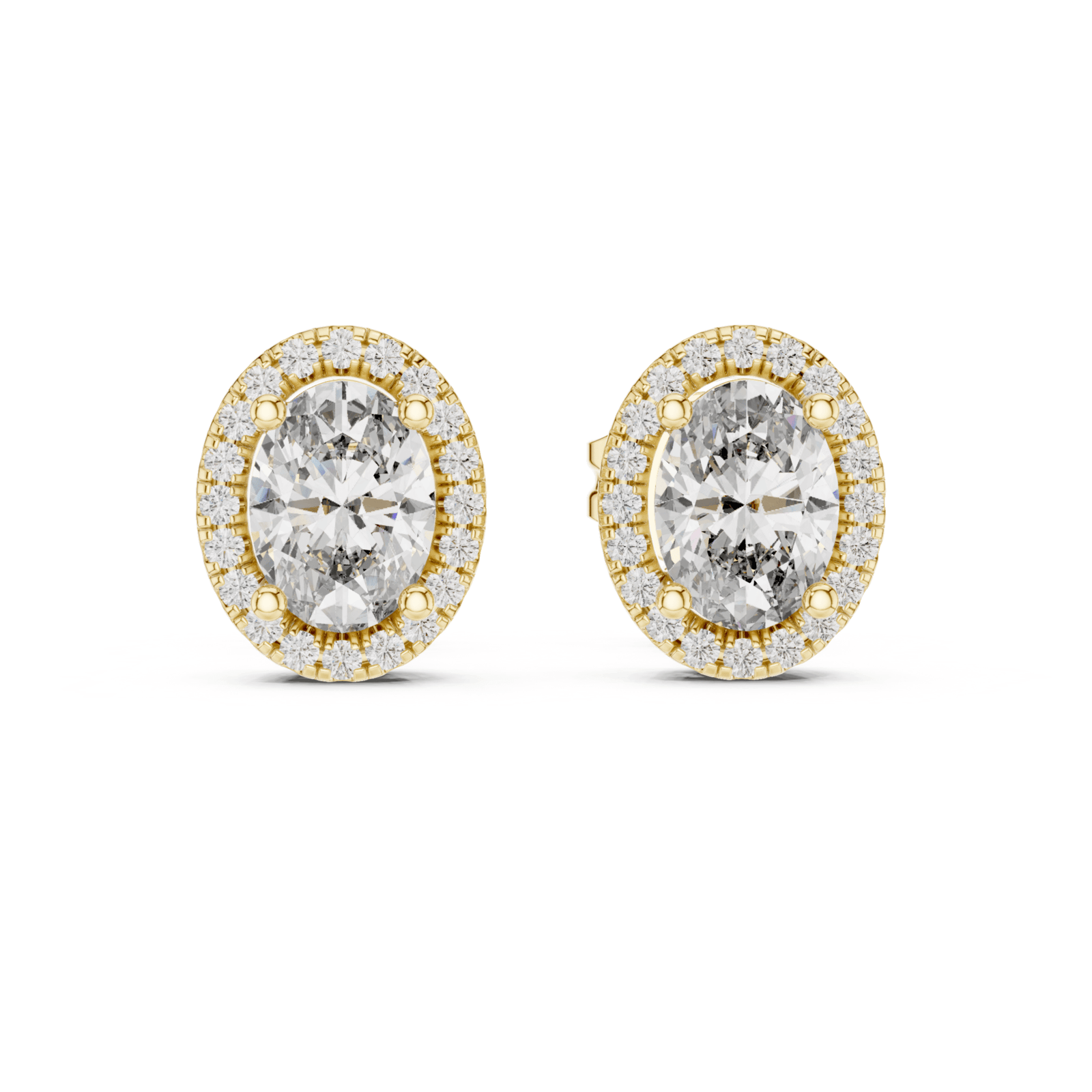 Oval 1.20 ctw Diamond Halo Stud Earrings - E1140 in Earrings by 18 KARATS INC.