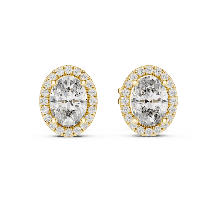 Oval 1.20 ctw Diamond Halo Stud Earrings - E1140 in Earrings by 18 KARATS INC.