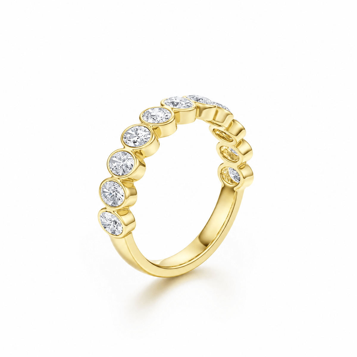 Oval Bezel Half-Eternity Diamond Band in Wedding Bands by 18 KARATS INC.