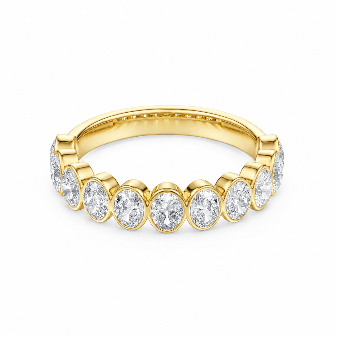 Oval Bezel Half-Eternity Diamond Band in Wedding Bands by 18 KARATS INC.