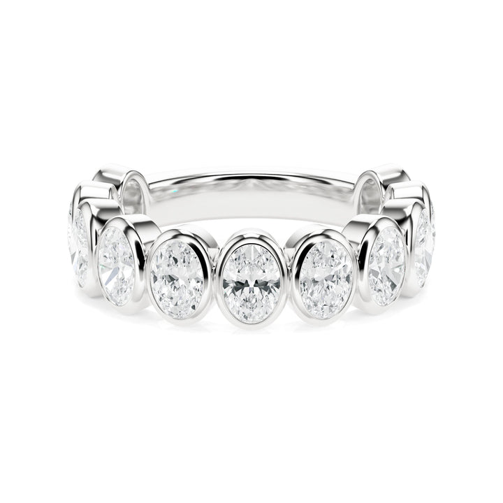 Oval Cut Bezel Diamond Wedding Band in Wedding Bands by 18 Karats