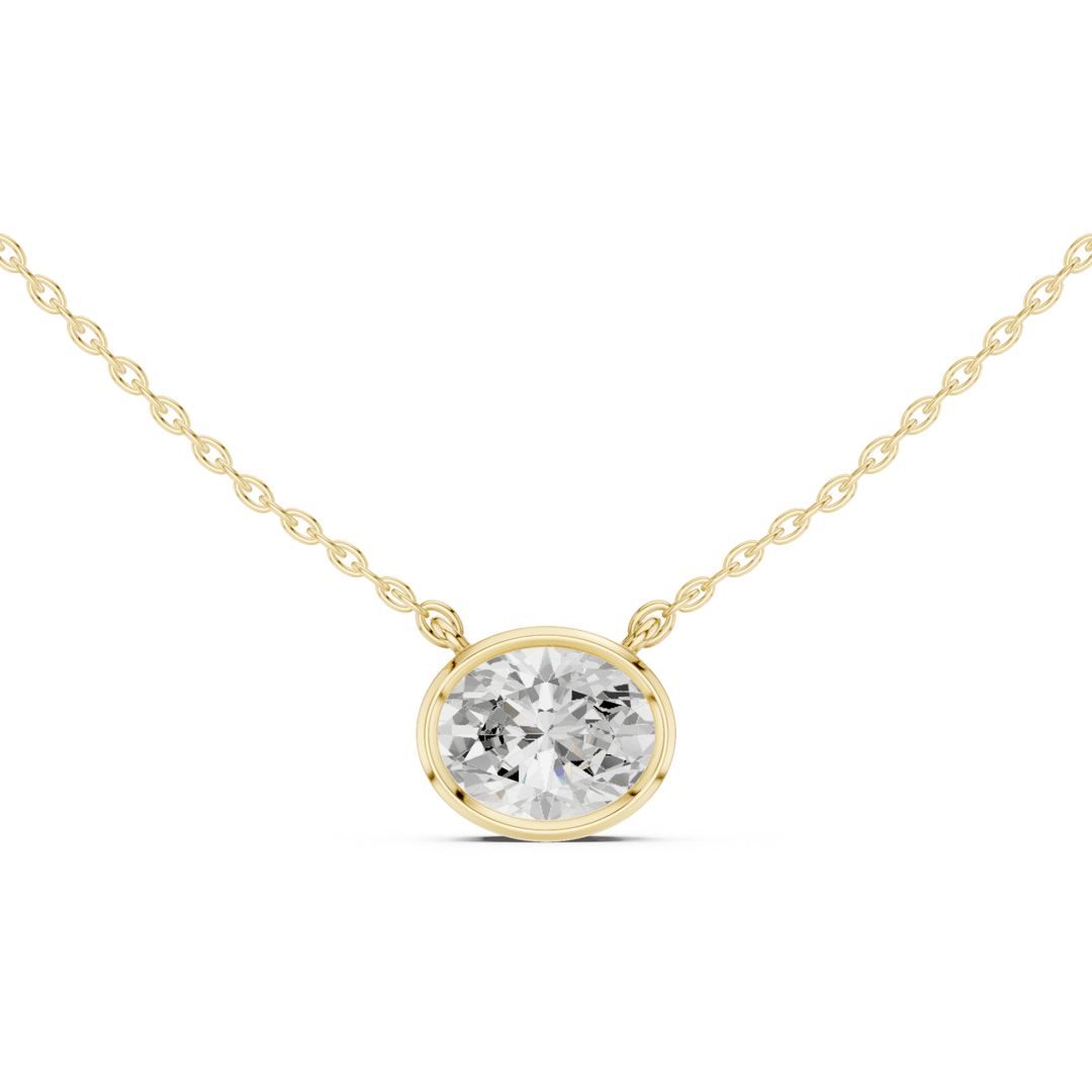 Oval Cut Diamond Bezel Solitaire Pendant - P1135OV in Necklace by 18 KARATS INC.