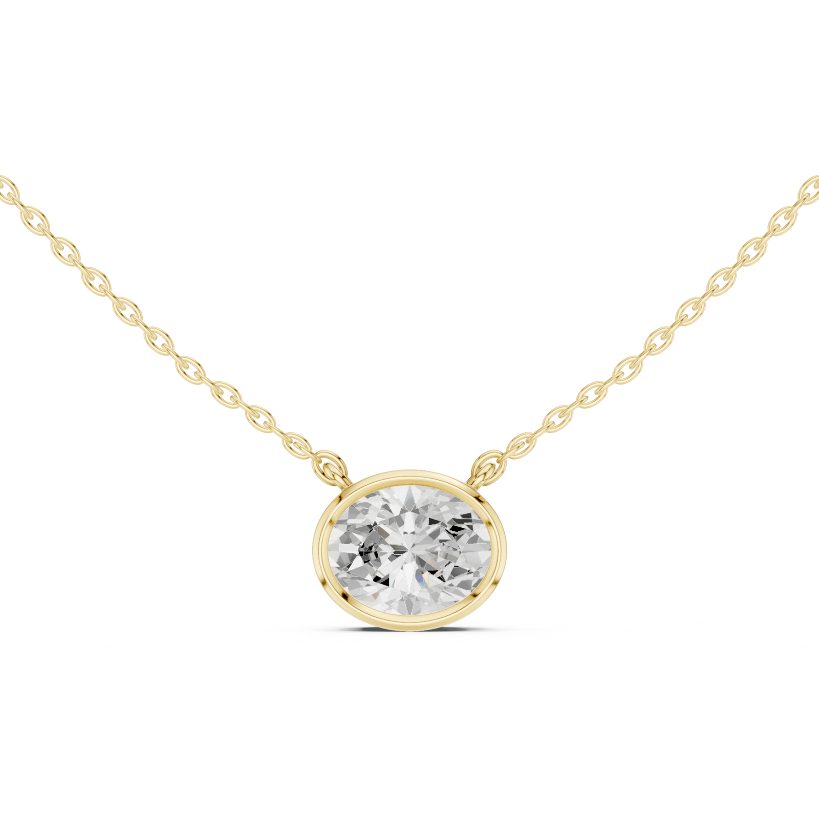 Oval Cut Diamond Bezel Solitaire Pendant - P1135OV in Necklace by 18 KARATS INC.