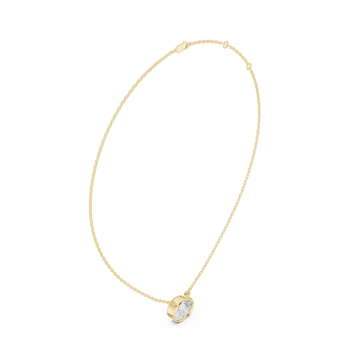 Oval Cut Diamond Bezel Solitaire Pendant - P1135OV in Necklace by 18 KARATS INC.