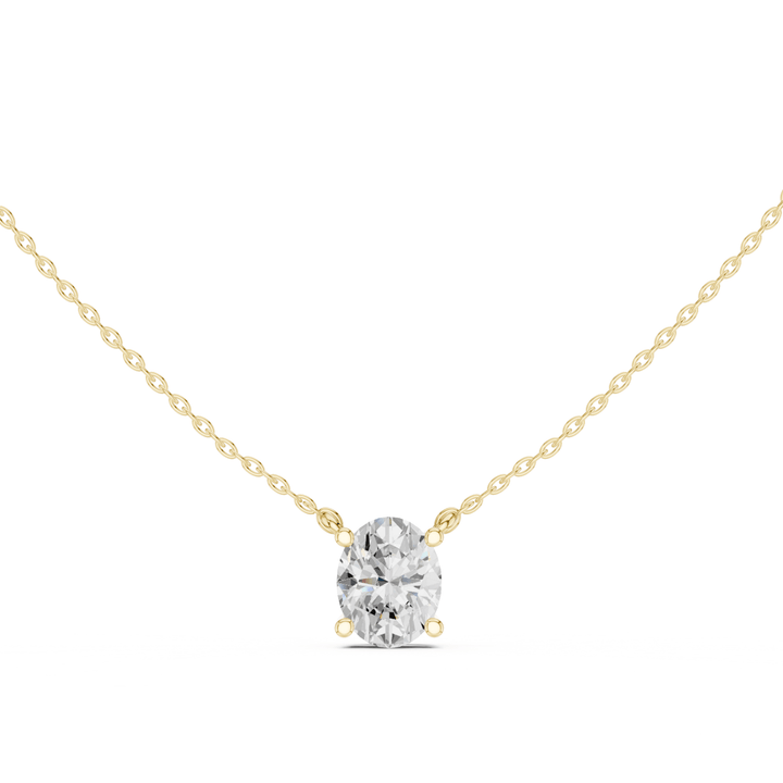 Oval Cut Diamond Solitaire Pendant - P1134OV in Necklace by 18 KARATS INC.